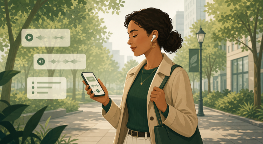 Hands-free listening practice illustration
